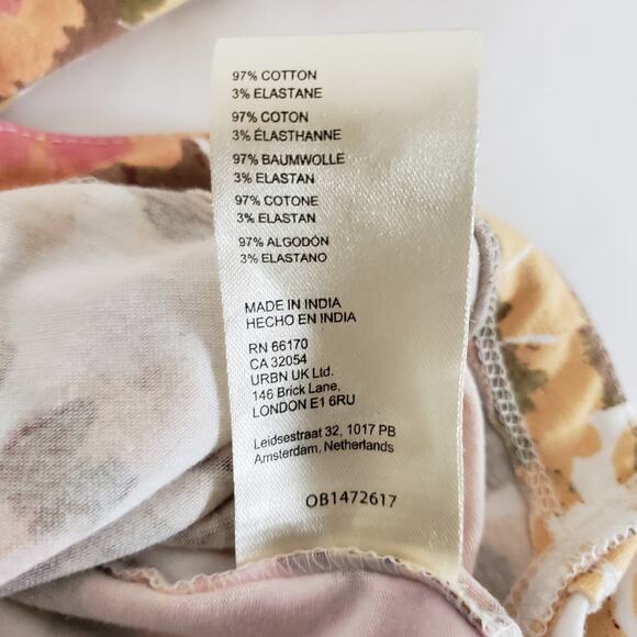 Free People Women's SIZE XL Floral Crop Top Puff 3/4 Sleeves OB1472617 Pink - Picture 6 of 11